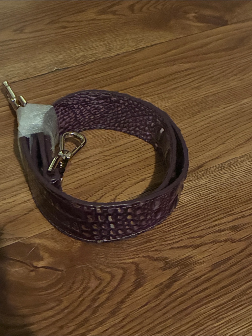 BRAHMIN Purple Textured Leather purse Strap w gold clasps - NEW